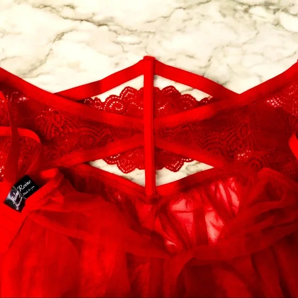 NWOT - Aisling Reine - Harmony in Red - lace waist cincher w/ mesh skirt - Picture 4 of 4